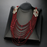 Elegantne pikkade helmestega kaelakee Maroko Caftan Bijoux Etnilised pruudi pulmaehted T&uuml;rgi mitmekihiline helmestega kaelakee punane