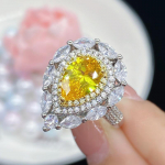 Bella Box Yellow Water Shape Temperament avamiss&otilde;rmused naistele tsirkoonist pulmapidu peen luksuslik ehe kingitus Adjustable Opening kollane