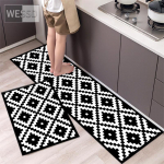 Mustvalged geomeetrilised k&ouml;&ouml;givaibad ja vaibad libisemiskindlad 40x60cm 40x120cm lihtsad vannitoavaipade komplektid 2-osaline magamistoa vaip 40x60cm+40x120cm