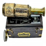 Antiikne messingist viktoriaanlik mereteleskoop kastipuiduga, r&auml;ndava meres&otilde;idukite antiikne teleskoop 43,18 cm