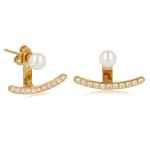 Les Tr&eacute;sors De Lily [R2062] - kullatud k&otilde;rvar&otilde;ngad 'Sissi' valgest kullast - 22x11 mm - 5 mm helmed valge