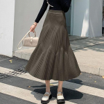 Paksud silmkoelised pikad seelikud naiste s&uuml;gistalv k&otilde;rge v&ouml;&ouml;kohaga vihmavari uisutaja Faldas naiste moe puuvillased seelikud One Size armee roheline v&auml;rv