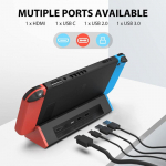VAORLO Nintendo Switchi / Switch OLED jaoks, teleri dokkimisjaama asendamine 4K HDMI-adapteriga / C-t&uuml;&uuml;pi pordi / USB-pordi m&auml;ngutarvikutega