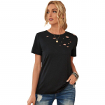 L&uuml;hikeste varrukatega T-s&auml;rk Mood Naised 2023 Suveriided Puuvill O-kaelusega vabaaja topsid S&auml;rgid Naiste avarad topid Pullover Blusas 24767 S must