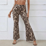 2023. aasta stiilsed pikad p&uuml;ksid, mood naiste kottis p&uuml;ksid Y2k t&auml;navar&otilde;ivad p&uuml;ksid Water Wave Print vabaaja k&otilde;rge v&ouml;&ouml;kohaga p&uuml;ksid 26194 S pruun