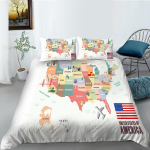 3D World Map voodipesukomplekt k&otilde;rglahutusega digiprindiga udusulgedega tekikott padjap&uuml;&uuml;r 2 v&otilde;i 3 t&uuml;kki AU180 * 210 t&auml;issuuruses kodukaunistus EU Single 135x200cm