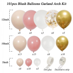 101 tk Vintage Gold Balloon Garland Arch Kit Pulma&otilde;hupalli S&uuml;nnip&auml;evapeo Dekoratsioon Lastele Beebi du&scaron;&scaron; Globos Konfett Lateks Ballon