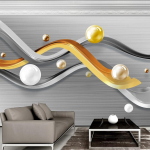 Fototapeet Kaasaegne suur seinamaaling 3D kolmem&otilde;&otilde;tmeline pallitriibuline tapeet elutuba teler Taust Seinakunst Seinatapeet 200 cm(W) x 140 cm(H)