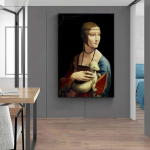 Naine hermeliini l&otilde;uendiga Leonardo Da Vinci maalid seinal Kuulsad seinakunsti plakatid ja tr&uuml;kised Seinakaunistused Cuadros 21*30cm