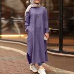 Moslemid Riided Naiste kleidid &Uuml;hev&auml;rvilised pikkade varrukatega s&auml;rkkleit vabaaja taskumantel Musulman Dubai Moslem Kaftan moslemikleidid Suured L-5XL 5XL