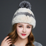 K&uuml;&uuml;likukarva m&uuml;ts naistele s&uuml;gisel ja talvel soe kahepoolne Rex k&uuml;&uuml;liku karva m&uuml;ts Korea versioon Fox Hair Ball kootud m&uuml;ts head(55-59cm)