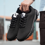 Kevad/suvi v&otilde;rkkangast meeste jalan&otilde;ud Fly Woven, hingavad, suured vabaajaspordijalatsid Trendikad &otilde;pilaste jooksujalatsid 38 must