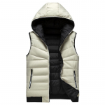 Meeste talvevest plusssuuruses kapuutsiga soe puuvillane vest XXXXXXL valge