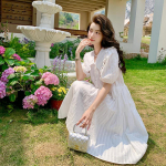 Elegantne valge prantsuse stiilis avar kleit nukukraega naistele, puhvis varrukas S valge