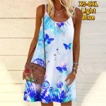 Naiste lilledega luminofoorroheline libliktr&uuml;kiga minikleit varrukateta peokleit suvine rannakleit p&auml;ikesekleit XS helesinine v&auml;rv