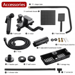 Matte must vannitoa du&scaron;isegisti komplekt Seinale kinnitatav vihmasadu du&scaron;isegisti kraan vann du&scaron;isegisti kraan 3-suunaline du&scaron;isegisti stainless steel