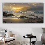 Kaasaegne merelaine p&auml;ikeseloojangu maastik, &otilde;limaal l&otilde;uendil Plakatid ja tr&uuml;kised Cuadrose seinakunstipildid elutuppa 60x120 cm no frame parkkoor