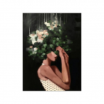 Abstraktne naiste pea lilledega l&otilde;uendimaal Moodsad figuurplakatid ja v&auml;ljatr&uuml;kid seinapildid elutoa sisekujunduseks 50x75cm