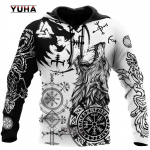 Viking Wolf Tattoo Vegvisir mustvalge 3D k&otilde;ikjal tr&uuml;kitud meeste pusa ja dressipluus Unisex vabaaja s&uuml;gise dressid XXL taevasinine v&auml;rv