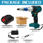 2,4&ndash;5,0 mm 88 VF harja elektriline neetip&uuml;stol Aku neetmutteri p&uuml;stoli puur, automaatne neetimist&ouml;&ouml;riist Makita 18 V aku jaoks 1*Battery