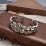 Isikup&auml;rastatud p&auml;ikeselillede k&auml;ev&otilde;ru meestele ja naistele Trendikas retrostiilis v&auml;ike v&auml;rske vasest inkrusteeritud avatud k&auml;ev&otilde;ru ehe valge