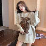 Moodne naiste vabaaja kampsun Qute Bear lahtised taskud, kaelusega Trendikas džemprid, naiste topid, &uuml;ler&otilde;ivad one size punane