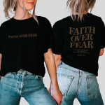Faith Over Fear Christian T-s&auml;rk Christian S&auml;rgid Jesus Tee Trendikas piiblisalm Esteetilised r&otilde;ivad Unisex l&uuml;hikeste varrukatega topid S must