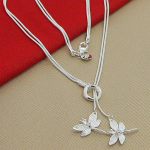 Dragonfly ripats kaelakee 925 Sterling h&otilde;be Snake keti ehted 45cm