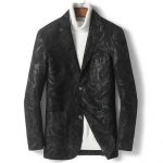 Uus ehtsast nahast mantel meeste &uuml;likond mantel lambanahast tr&uuml;kitud sulgedega &uuml;likond krae karusnahk 4XL