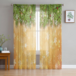 J&otilde;ulude lumehelbe taust t&uuml;lli aknakardinad elutuba organza l&auml;bipaistev Voile kardin Magamistuba k&ouml;&ouml;k Kodukaunistus kardin W135 x H115cm x1