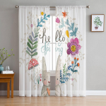 Abstraktne j&auml;nese p&auml;rg, lill, seen Multifilm Leht t&uuml;ll l&auml;bipaistev aken Kardinad elutuba Voile organza kardinad kardinad W135 x H115cm x1