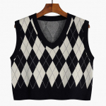 Korea kampsun pullover teemantrestiga V-kaelusega vest naistele kevad ja s&uuml;gis kootud kampsun virnastatud l&uuml;hike vest s&auml;rk naiste One Size must
