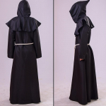 Keskaegne munk Halloweeni kost&uuml;&uuml;mid Koomiks Con Party Cosplay Kost&uuml;&uuml;m Kapuutsiga hommikumantel Cape Friar Renaissance Preester meestele M must