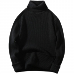 S&uuml;gistalvised kilpkonnaga kampsunid meestele Mood Slim Fit, soojad kuduvad pulloverid Meeste massiivne vabaaja kilpkonna kampsun XL must