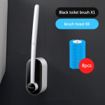 Seina &uuml;hekordselt kasutatav WC-hari WC-tarvikute jaoks Pika varrega WC-harja komplekt Vannitoa jaoks Kodus Ilma ummikuteta puhastust&ouml;&ouml;riistad must