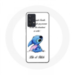 &Uuml;mbris Samsung galaxy A32 5G Lilo ja Stitch Ohana Quote White jaoks valge