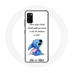 Samsung Galaxy A41 &uuml;mbris Lilo ja Stitch Ohana Quote White