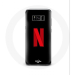 Samsung Galaxy S8 Netflixi logo &uuml;mbris punasel mustal taustal