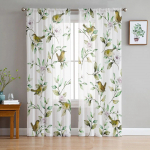 Taimed Lilled Akvarell Linnud T&uuml;llkardinad elutuppa L&auml;bipaistev kardin magamistoas K&ouml;&ouml;gi rulood Voile kardinad 135W x 114H(cm)