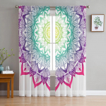 Boheemlaste retro etnilise t&uuml;lli kardinad elutuppa magamistuppa Moodsa k&ouml;&ouml;gi l&auml;bipaistvad kardinad Voile kardina jaoks 135W x 114H(cm)