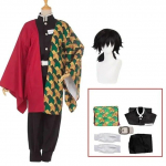Anime Demon Slayer Kimetsu No Yaiba Tomioka Giyuu Cosplay Kost&uuml;&uuml;m Meestele Kimono &Uuml;htne Halloween Karnevali Peokost&uuml;&uuml;mid XL-(Costume+Wig)