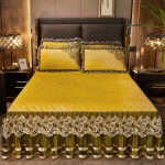 S&uuml;gis- ja talvine kristallist sametist pitsist voodiseelik &uuml;hes t&uuml;kis Euroopa stiilis paksendatud tepitud korall-sametist voodikate neljaosaline voodipesukomplekt 150*200cm 3pcs