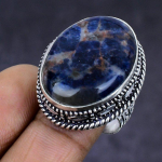 Natural Sodalite Gemstone 925 Sterling Silver Jewelry Ring Size 7.5 u7t17