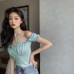 WTEMPO &Uuml;hev&auml;rvilised &otilde;lgadeta volangidega topid Naiste kevadsuvi &otilde;hukesed s&auml;rgitavad prantsuse stiilis l&uuml;hikeste varrukatega silmkoelised s&auml;rgid One Size valge