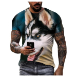 3D Casual Dog Print T-s&auml;rk Meeste Suvine Loomade T-s&auml;rk Meeste Kaelus L&uuml;hikeste Varrukatega Avarad topid Hingavad paaride T-s&auml;rgid S