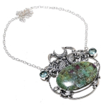 Ruby Fuchsite, Blue Topaz Lab-Created 925 Sterling Silver Necklace 18 q7a68