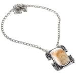 Natural Fossil Coral Gemstone Handmade 925 Sterling Silver Necklace 18 j0w59