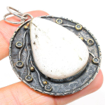 Natural Scolecite Gemstone Handmade 925 Sterling Silver Pendant 2.36 u2n68 gray