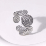 Naiste prantsuse vintage titaanist terasest avatud s&otilde;rmus, mitte pleekuv k&otilde;rgekvaliteediline roostevabast terasest s&otilde;rmus loomingulise disainiga avatud s&otilde;rmused 1