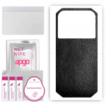 apgo Protective Skin Sticker for the back compatible with Doogee S30, Wrap Film, Foil, Vinyl - Pattern Black Leather